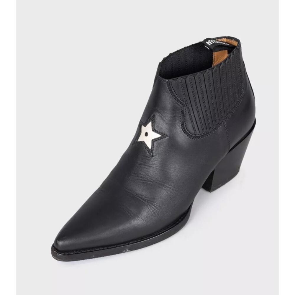 Christian Dior Black Leather Cowboy Boots - Size 37.5